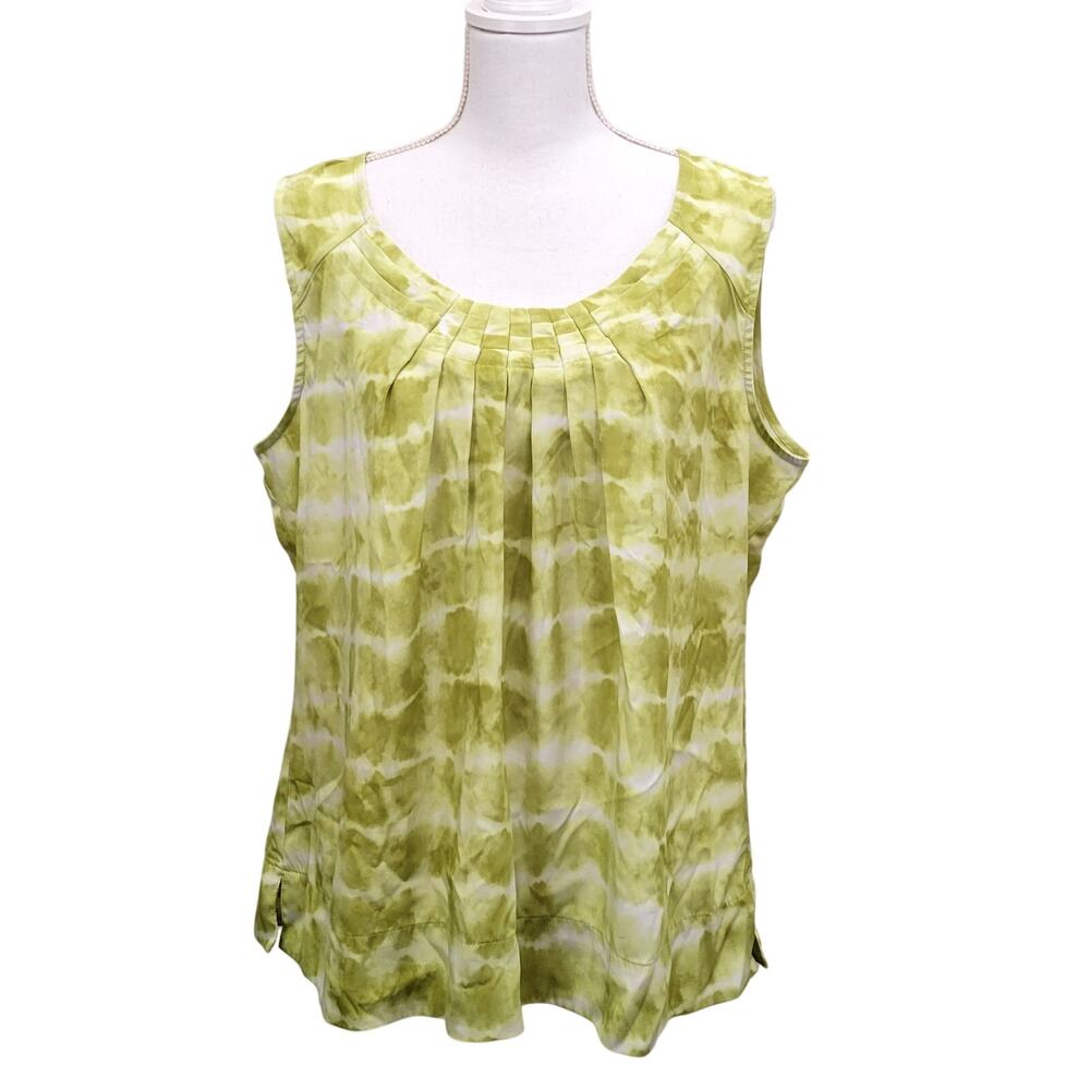 Chico's Tank Top Blouse NEW Women's 3, XL Lime Green Ombre Tie Dye Resort Travel